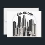 San Antonio Texas skyline Postcard<br><div class="desc">Show off your love for San Antonio with this striking San Antonio Skyline design! Featuring a detailed illustration of the city’s most iconic buildings and architectural landmarks, this black and white cityscape captures the unique spirit of San Antonio, Texas. Perfect for locals, travelers, or anyone who cherishes this vibrant city....</div>