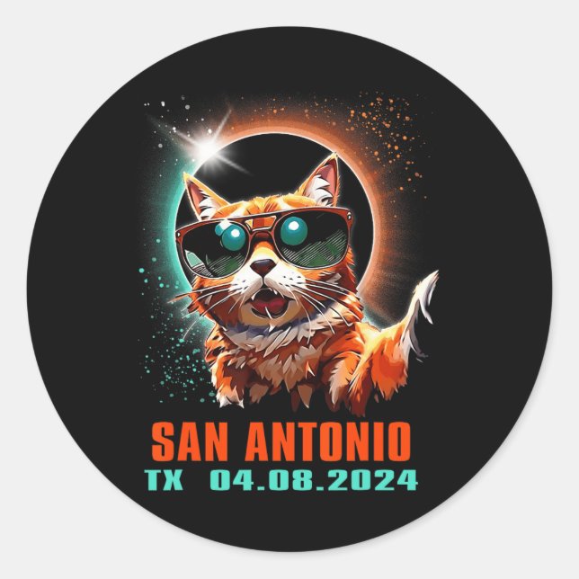 San Antonio Texas Total Solar Eclipse 2024  Classic Round Sticker (Front)
