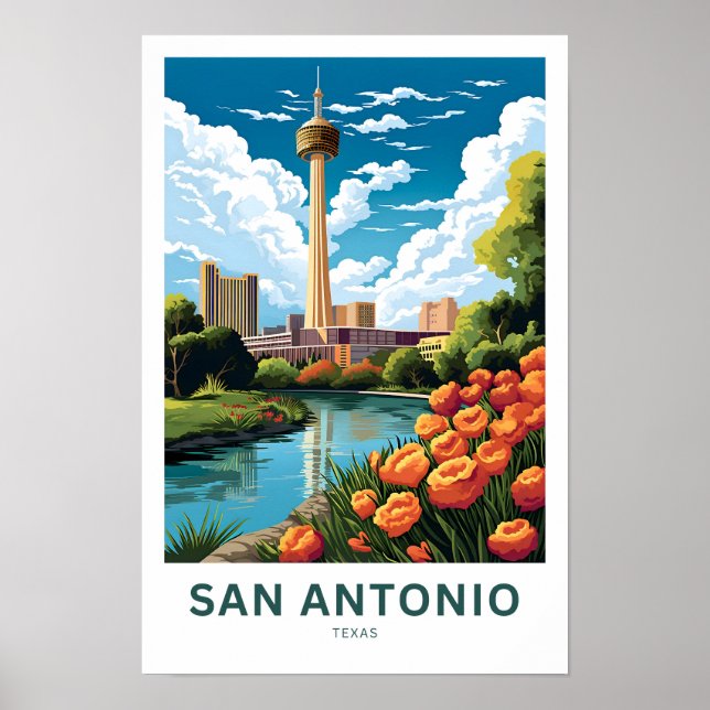 San Antonio Texas Travel Print (Front)