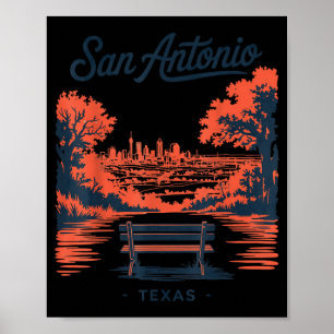 San Antonio Texas Vintage Travel Scenic View Poster