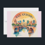 San Antonio Texas watercolor skyline Postcard<br><div class="desc">Show off your love for San Antonio with this striking San Antonio Skyline design! Featuring a detailed illustration of the city’s most iconic buildings and architectural landmarks, this black and white cityscape captures the unique spirit of San Antonio, Texas. Perfect for locals, travelers, or anyone who cherishes this vibrant city....</div>