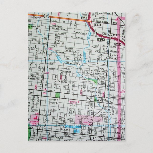 SAN ANTONIO, TX Vintage Map Postcard (Front)