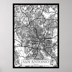 San Antonio USA City Map Poster