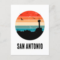 San Antonio Vintage Sunset Cityscape Postcard