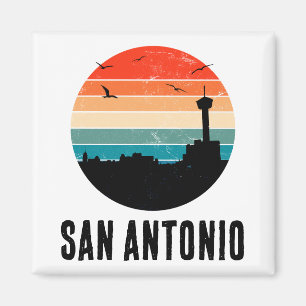 San Antonio Vintage Sunset Cityscape Postcard Magnet