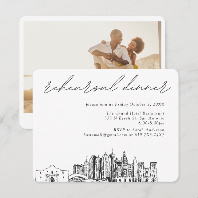 San Antonio Wedding Elegant Rehearsal Dinner Enclosure Card (Front/Back)