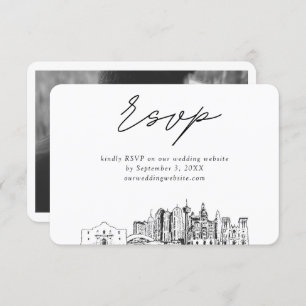 San Antonio Wedding Minimalist Sketch RSVP Enclosure Card