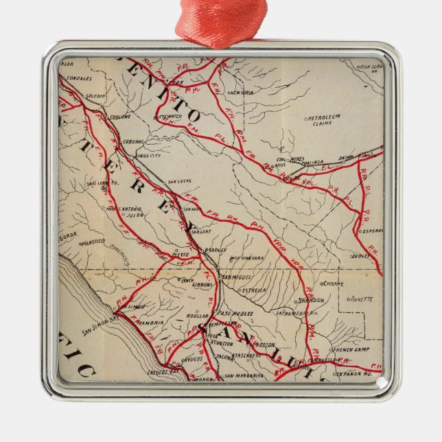 San Benito, Fresno, Monterey, San Luis Obispo Metal Tree Decoration (Front)