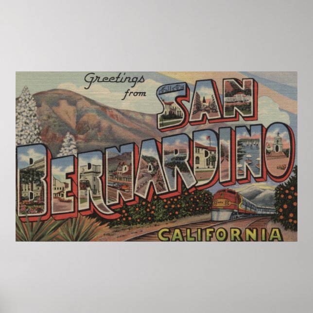 San Bernardino, California - Large Letter Scenes Poster (Front)