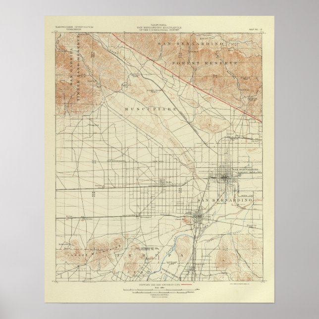 San Bernardino quadrangle showing San Andreas Rift Poster (Front)