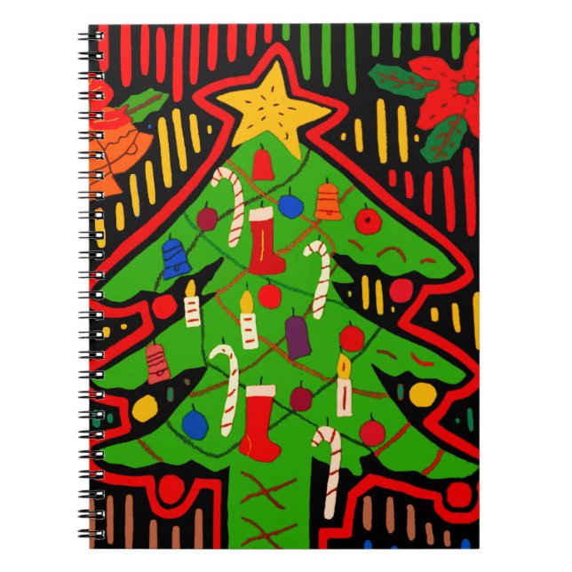 San Blas Island Christmas Tree Mola Notebook (Front)