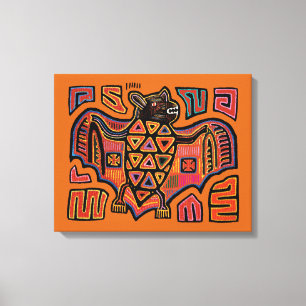 San Blas Island Kuna Indian Mola Fruit Bat Canvas Print