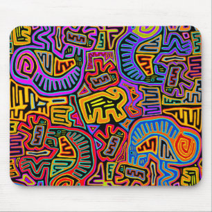 San Blas Island Mola Collage Mouse Pad