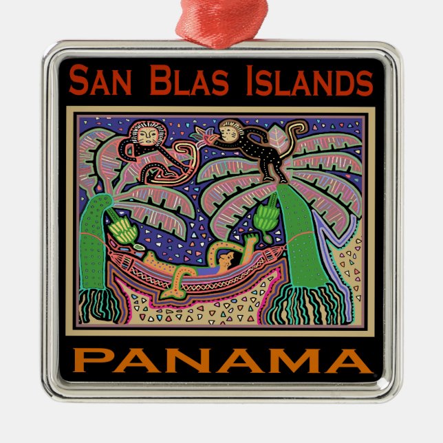 San Blas Islands Panama Mola Metal Tree Decoration (Front)