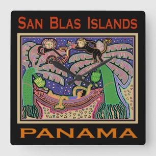 San Blas Islands Panama Mola Square Wall Clock