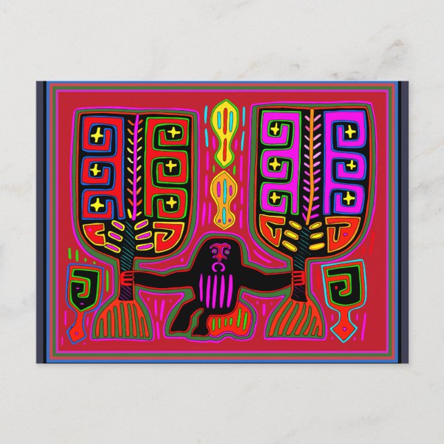 San Blas Kuna Man with Fans Postcard (Front)