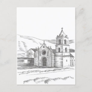 San Carlos Borromeo de Carmel mission Pencil Draw Postcard