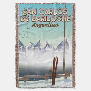 San Carlos de Bariloche Ski travel poster Throw Blanket