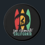 San Clemente Beach California Retro Surfing Magnet<br><div class="desc">Vintage retro surfboard design for surfers who love surfing and riding the ocean waves. Cool summer holiday, spring break merchandise for those who enjoy hot sun, tropical weather, sunbathing under the palm tree. Grunge and distressed design to wear while enjoying the beach party and singing around the bonfire. Great souvenir,...</div>