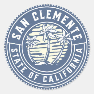 San Clemente Beach Surfing Souvenir Classic Round Sticker
