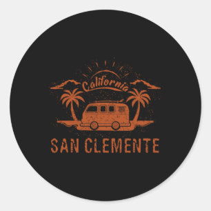 San Clemente, Ca California Retro Vintage Surfing Classic Round Sticker