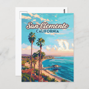 San Clemente California Beach Orange County Retro Postcard