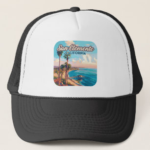 San Clemente California Beach Orange County Retro Trucker Hat