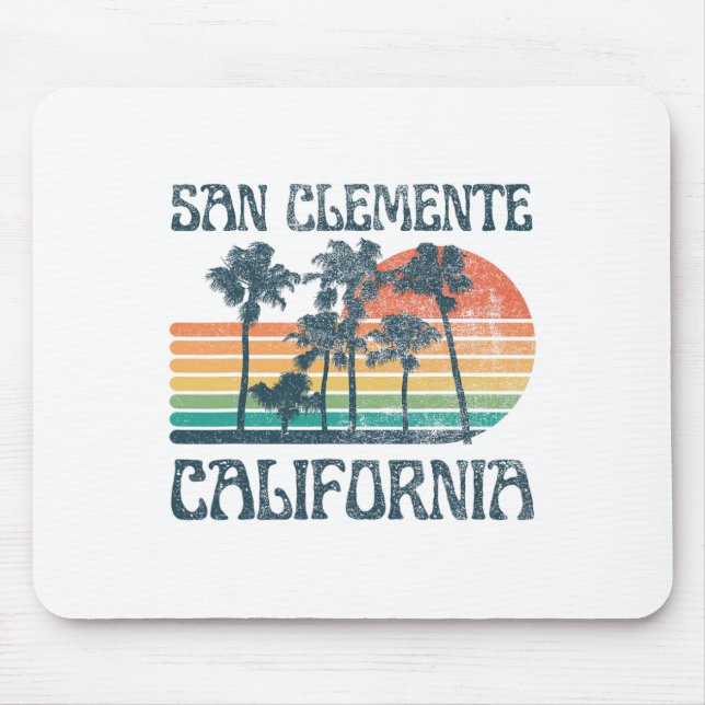 San Clemente California Beach Summer Vacation Vint Mouse Pad (Front)