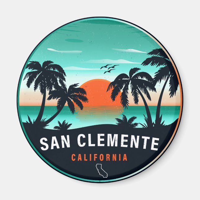 San Clemente California Retro Sunset Souvenirs 80s Magnet (Front)
