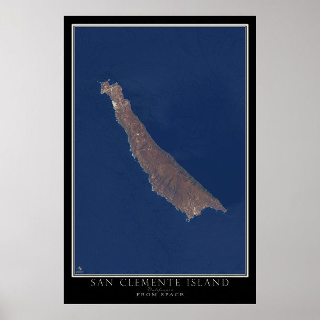 San Clemente Island California Satellite Map Poster (Front)