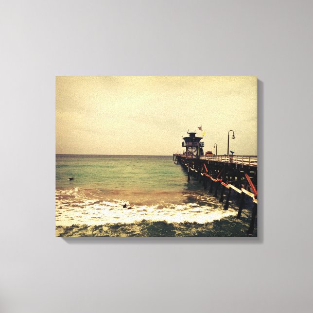 San Clemente pier-canvas-surf n storm Canvas Print (Front)