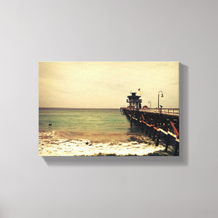 San Clemente pier-canvas-surf n storm Canvas Print
