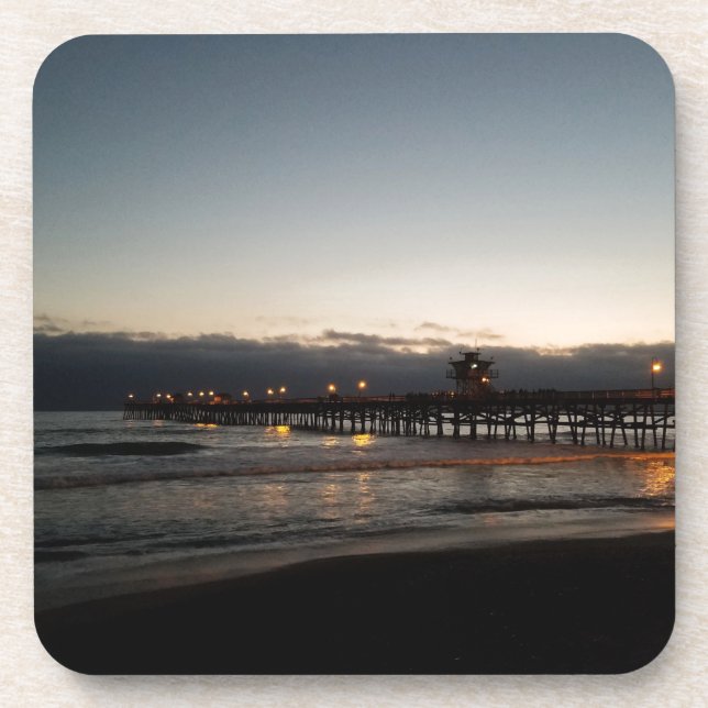 san clemente pier night time ocean california coaster (Front)