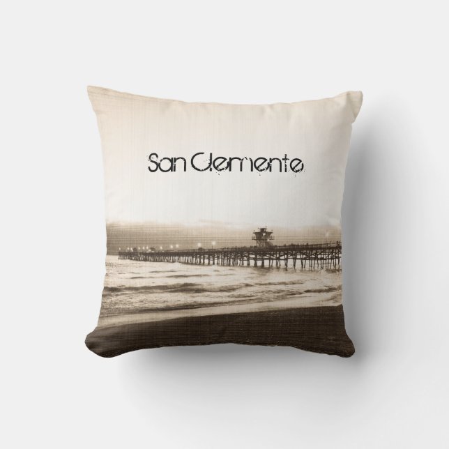 San Clemente pier vintage California photo Cushion (Front)