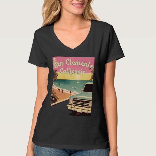 San Clemente Retro Beach Vacation Souvenir San Cle T-Shirt (Front)