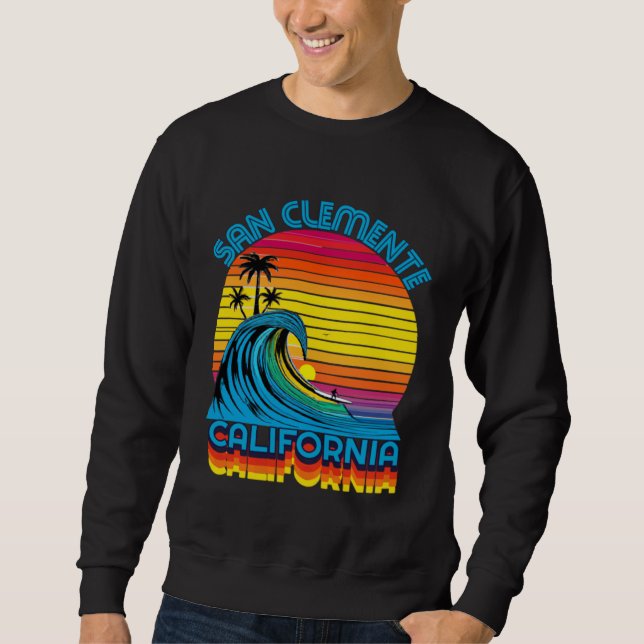 San Clemente Retro Throwback Surf & Beach Souvenir Sweatshirt (Front)