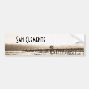 San Clemete pier California beach vintage photo Bumper Sticker