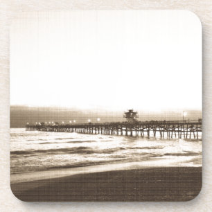 San Clemete pier California beach vintage photo Coaster