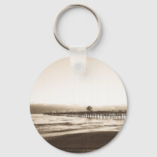 San Clemete pier California beach vintage photo Key Ring