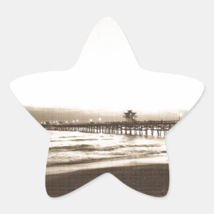 San Clemete pier California beach vintage photo Star Sticker