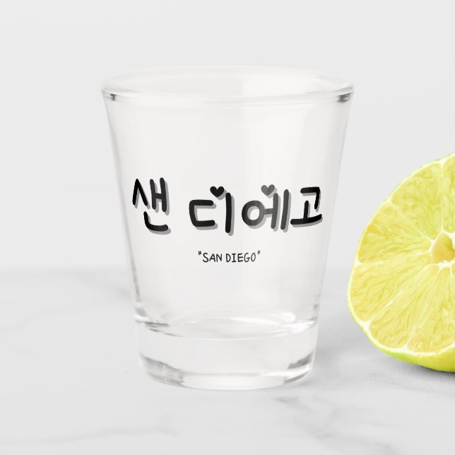 San Diego  샌 디에고 in Korean  SOJU Shot Glass (Front)
