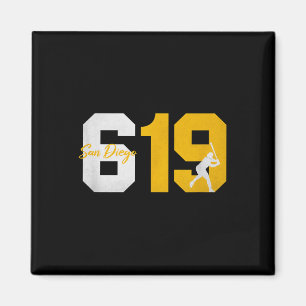 San Diego 619 Vintage 90s Baseball Player Silhouet Magnet