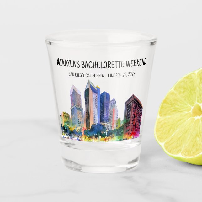San Diego Bachelorette Weekend Shot Glass (Front)