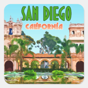 San Diego Balboa Park California Vintage Square Sticker