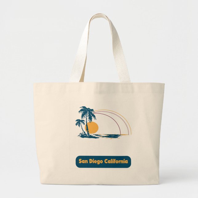 San Diego Beach Scene Large Tote Bag (Front)