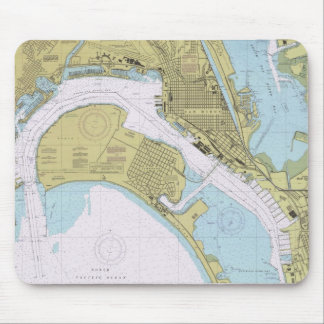 San Diego CA Nautical  Harbour Chart mousepad