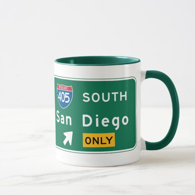 San Diego, CA Road Sign Mug (Right)