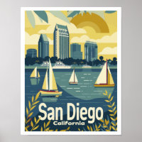 San Diego CA - View Across the Bay Vintage Travel