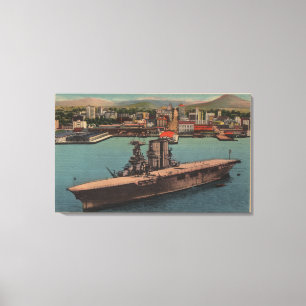 San Diego, CA - View U.S. Navy Aircraft Carrier Canvas Print