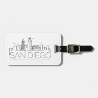 San Diego, Cali Stylised City Skyline Luggage Tag